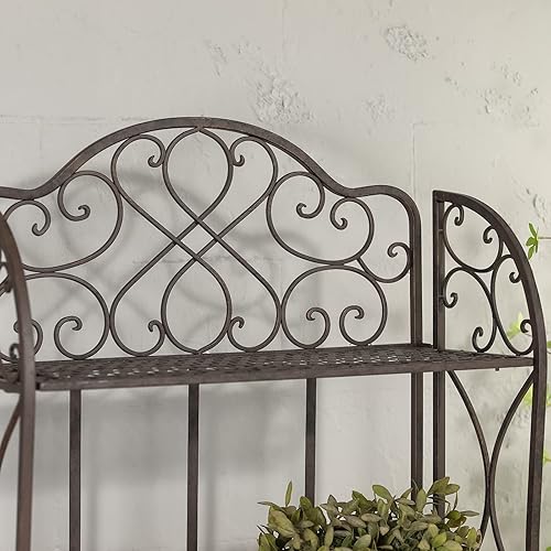 Miniatura 5 de Estante de metal de cuatro niveles de bronce antiguo, estantes de libros de pie para cocina, patio, porche, comedor, sala de estar, 27 x 14 x 65