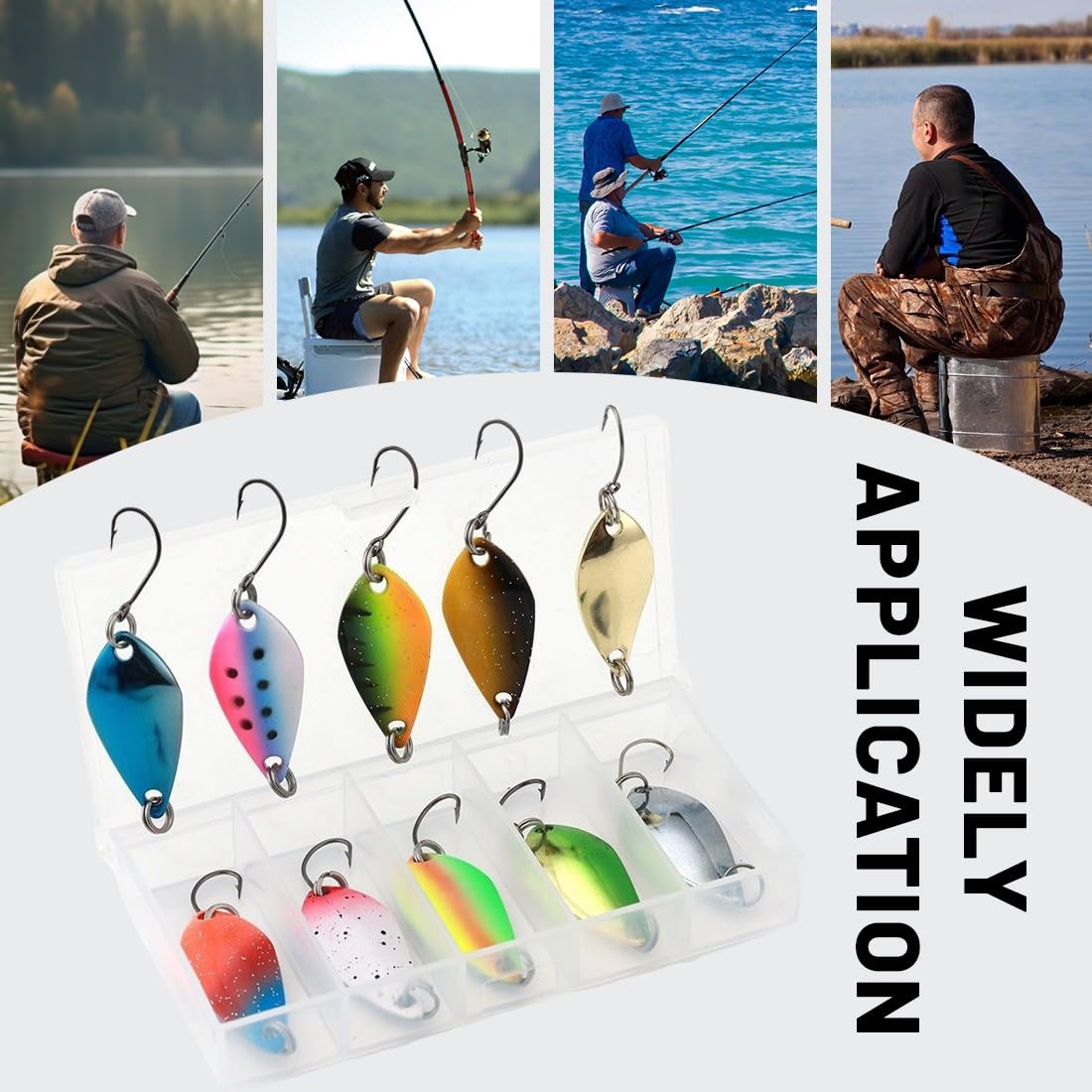 Cucchiaini da Pesca Esche 10 Pezzi, 2.5g/3.5g/5g, Esche per la Pesca Alla Trota, Trota, Persico, Luccio, 10 Pezzi