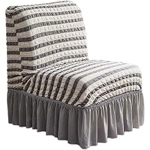 Thick Elbowless Chair Cover with Skirt, Seersucker Chair Cover, Dustproof Chair Slipcover Without Arm for Accent Chairs-7