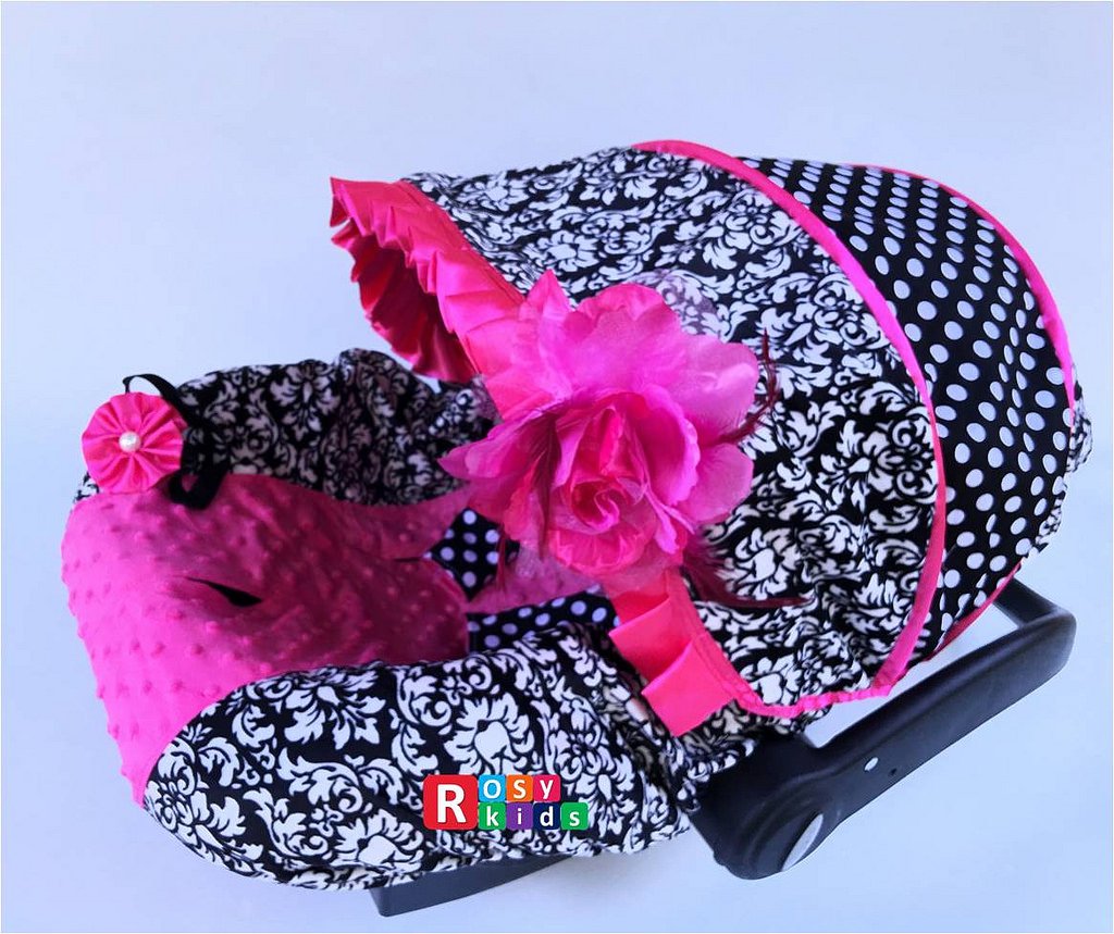 Rosy Kids Infant Car Seat Cover Canopy Kit - 4 Piece Whole Caboodle In Cotton Chevron Print