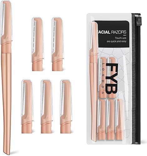 Miniatura 8 de FYB Recortadoras de cejas, para mujeres y hombres, 5 piezas de acero inoxidable con cubierta de seguridad, multiusos, 2 exfoliantes y 3 recortadores