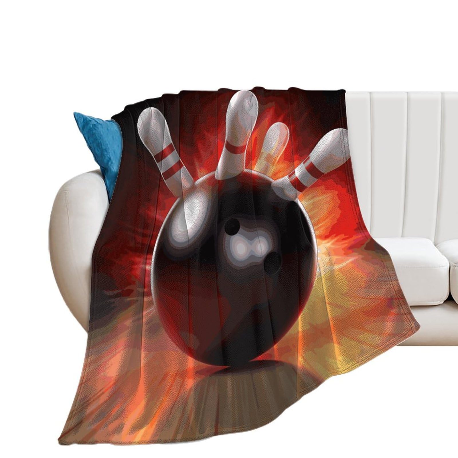 Couverture douce pour femme frileuse grand plaid lit chaud motif bowling
