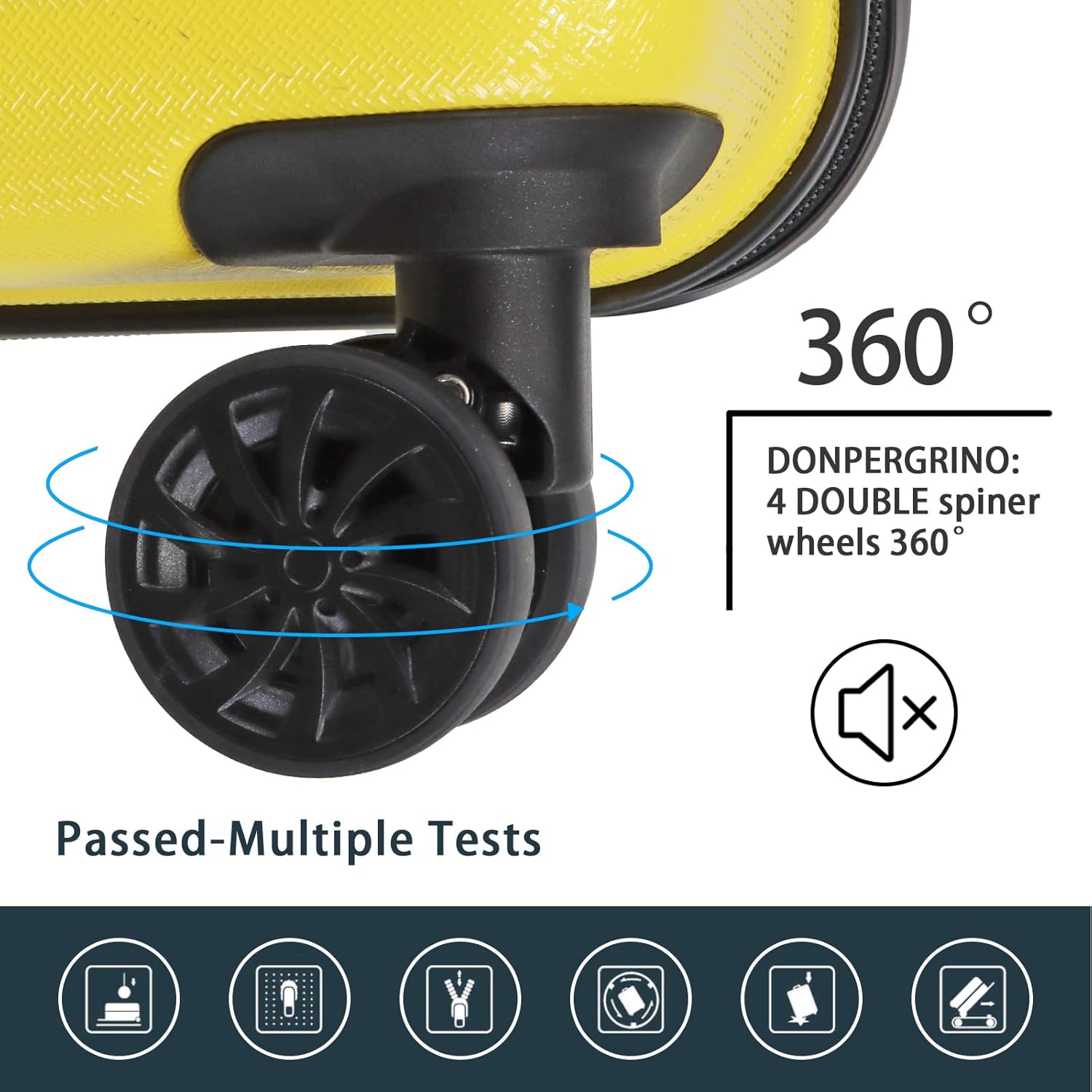 Luggage Sets 3 Piece(20/24/28)-Suitcase Set- Luggage with Wheels-PC + ABS Durable Lightweight Rotating hardshell suitcase 5PCS(Yellow) - Image 4