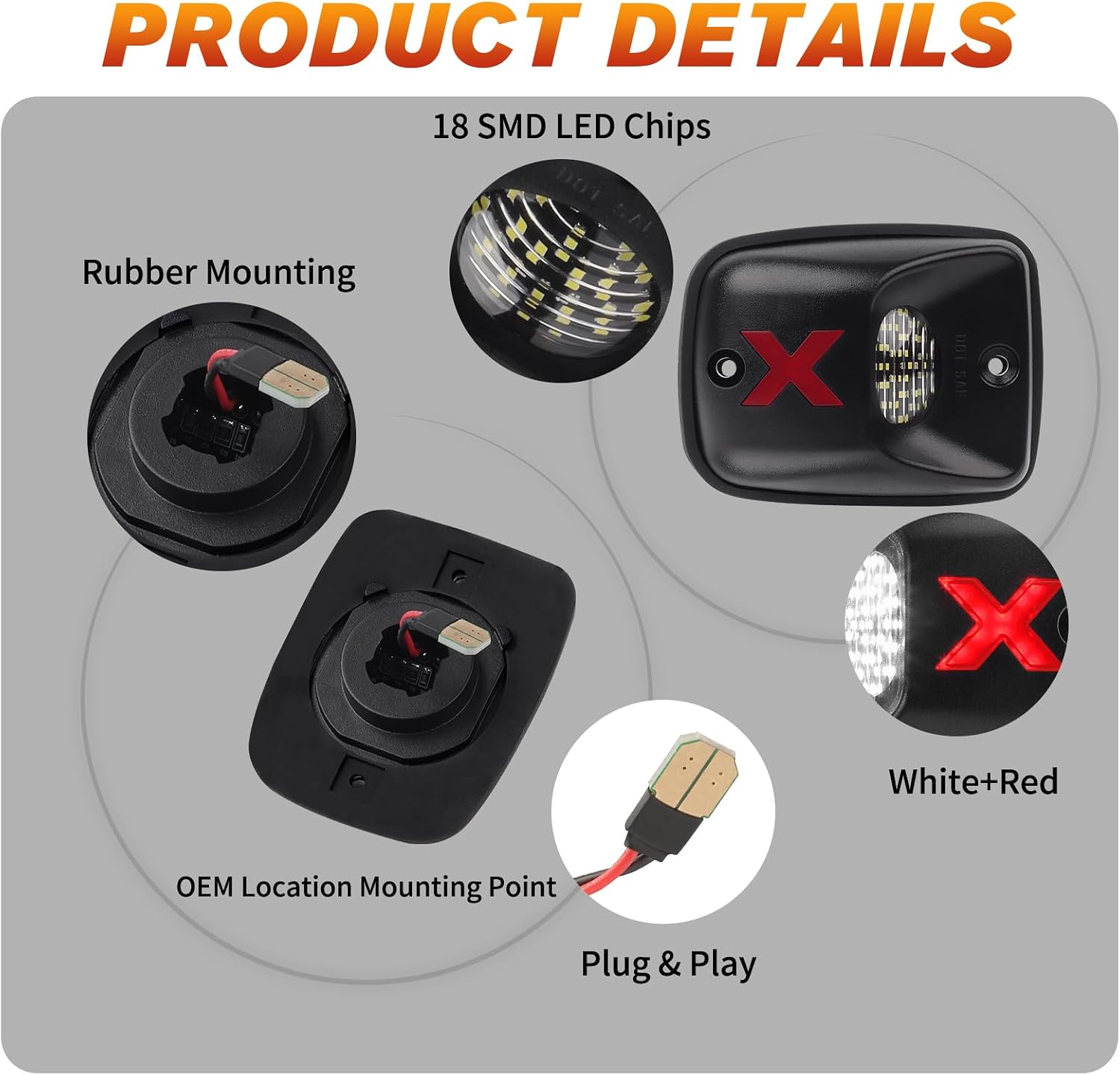 LED License Plate Lights Tag Light Lamp Assembly for Toyota Tacoma 1995-2004, 6000K Red-X White & Red Lens, Pack of 2 (Xstyle Patent Pending)