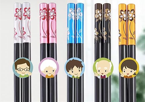 Miniatura 4 de 10 pares de palillos de fibra de vidrio, reutilizables, antideslizantes, chinas japonesas, aptas para lavavajillas (A)