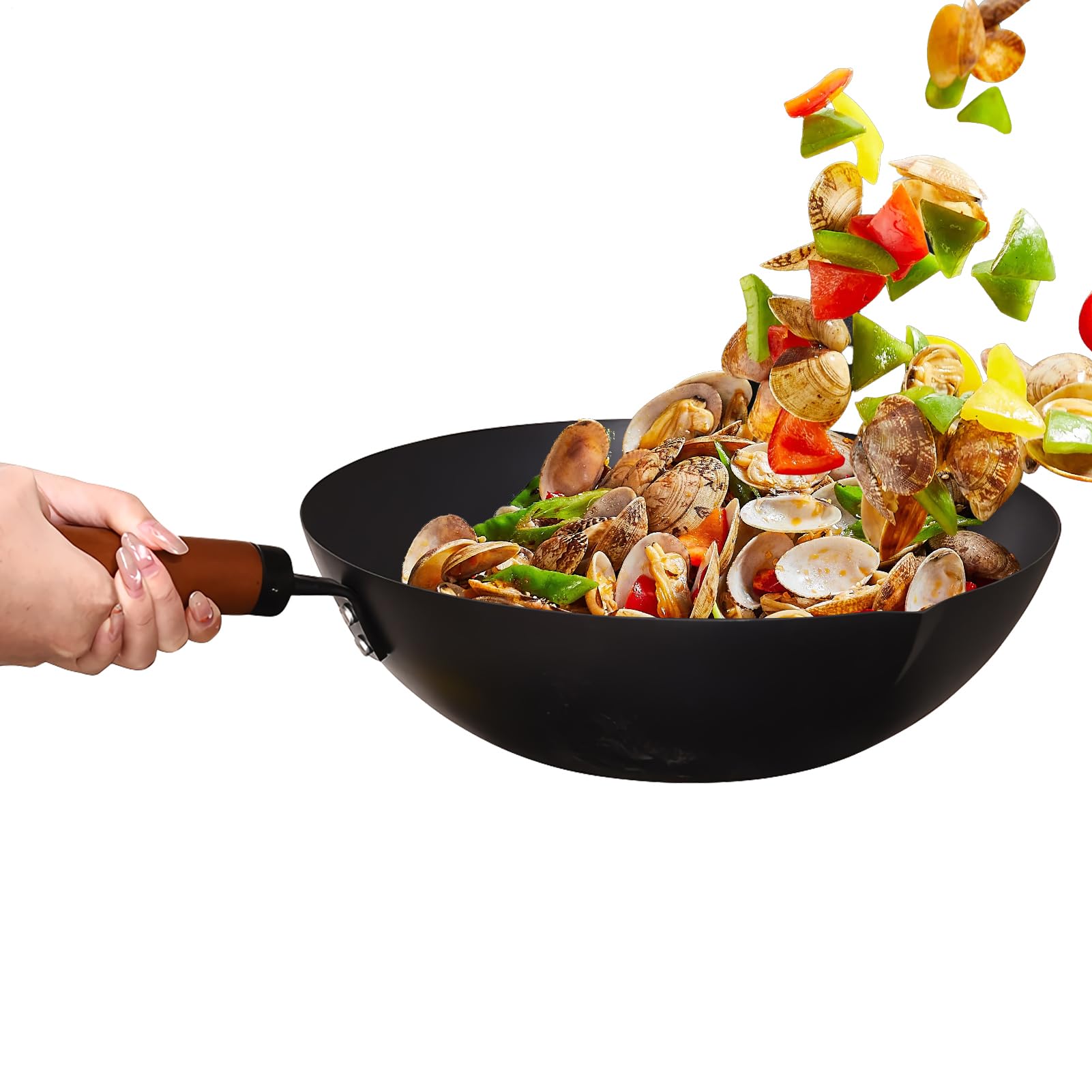 Żelazna patelnia Naturalnie nieprzywierająca żelazna patelnia bez | Sauteuse Dom Kuchnia Kemping Restauracje Kuchenka Elektryczna Kuchnia Camping Kuchenka