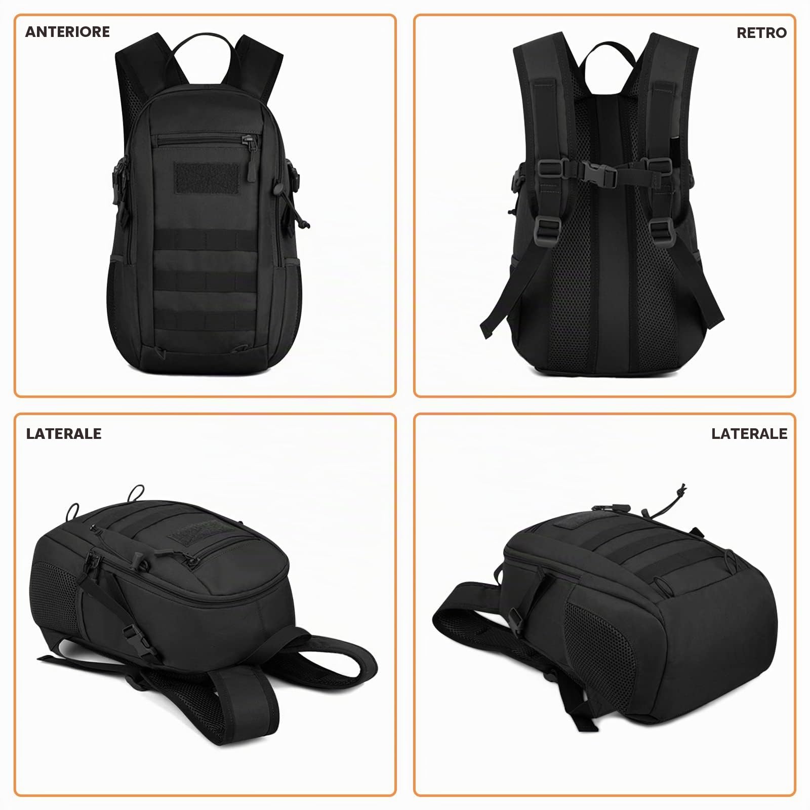 HUNTVP Mini Zaino Uomo 12L/ 15L/ 20L/ 30L Tattico Militare Zainetto Molle per Trekking Campeggio Escursionismo Ciclismo Viaggio Sport
