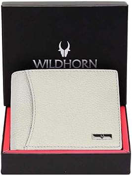 WildHorn India RFID Protected Leather Mens Wallet, BEIGE, 4.5 x 3.7 x 0.7 inches, Classic