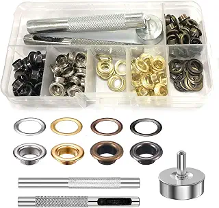 ハトメ キット 【100枚セット+3つの道具】ハトメ 6mm 両面ハトメ ファブリックレザー製品、衣類、帽子、バッグ、靴、ジーンズアクセサリーなどの収納ボックス付き手芸DIYクラフト材料