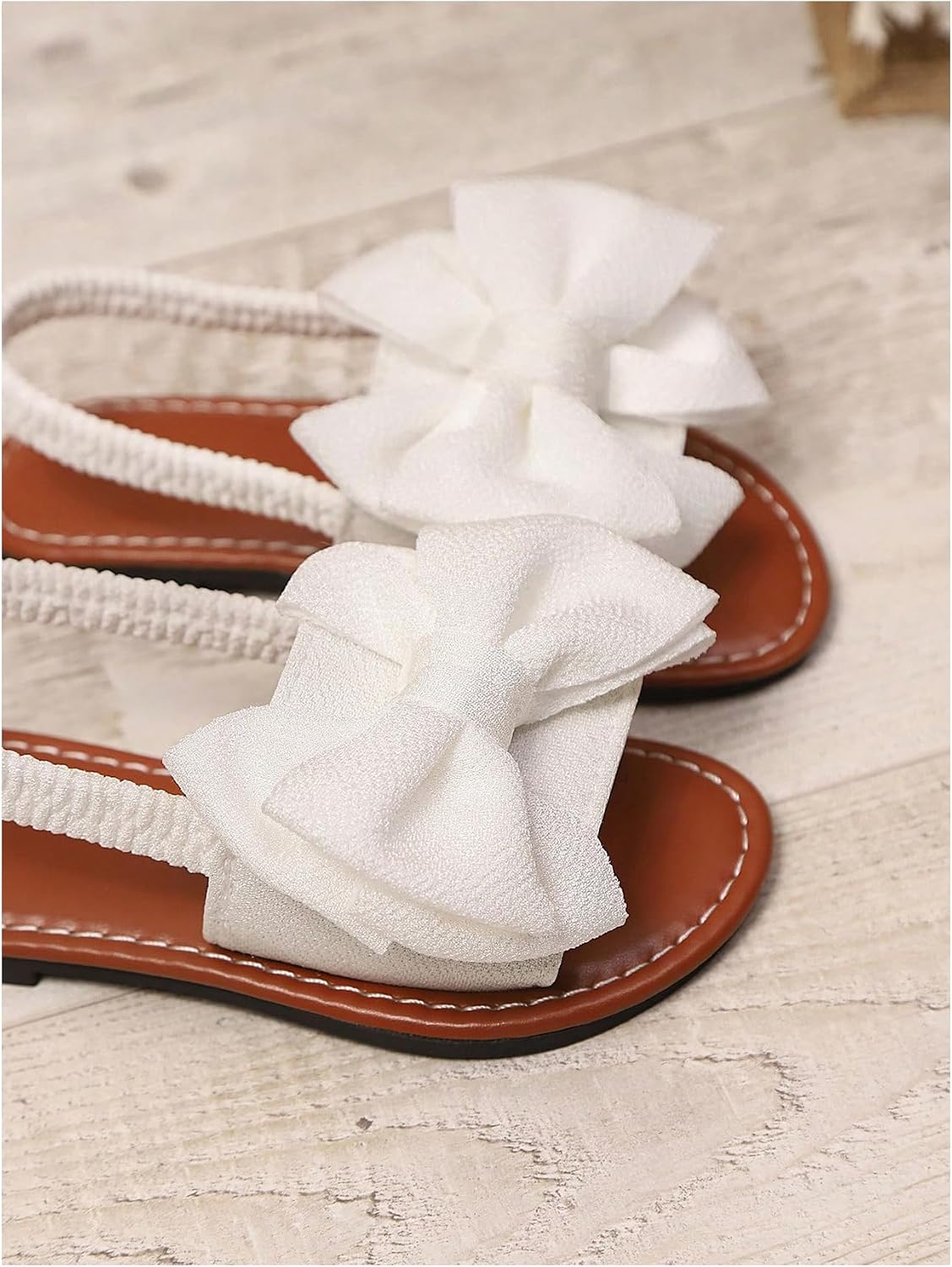 GORGLITTER Girl's Sandals Dress Bow Slide Sandals Ankle Strap Open Toe Flats Cute Summer Vacation Sandals Shoes