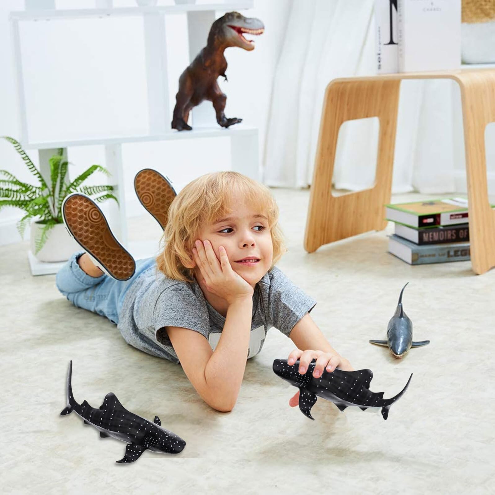 Figura de Tiburón Ballena Negra de Plástico, Modelo Infantil