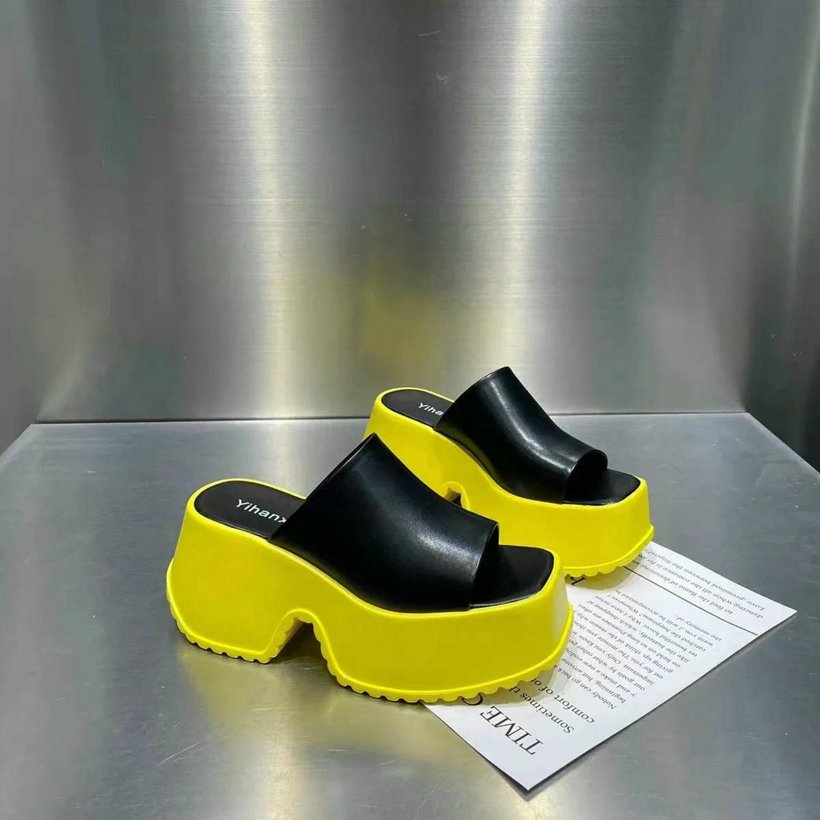 Sandali Donna estive Punk Tacchi Grossi Muli per Donne Rivetti Aperti di Piedi Estate Scarpe da Spiaggia Goth Spiaggia-nero-39