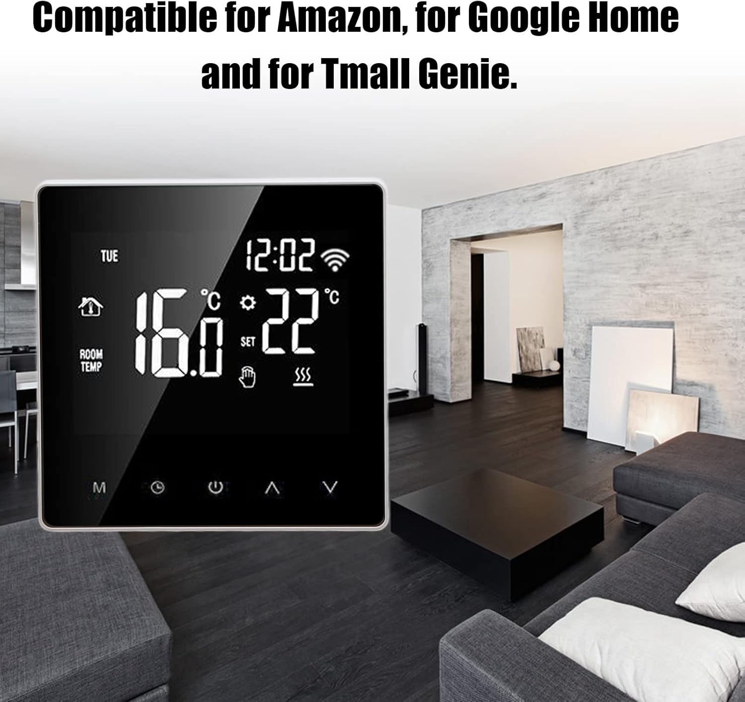 Walfront ME81H Smart Thermostat in a modern living room setting