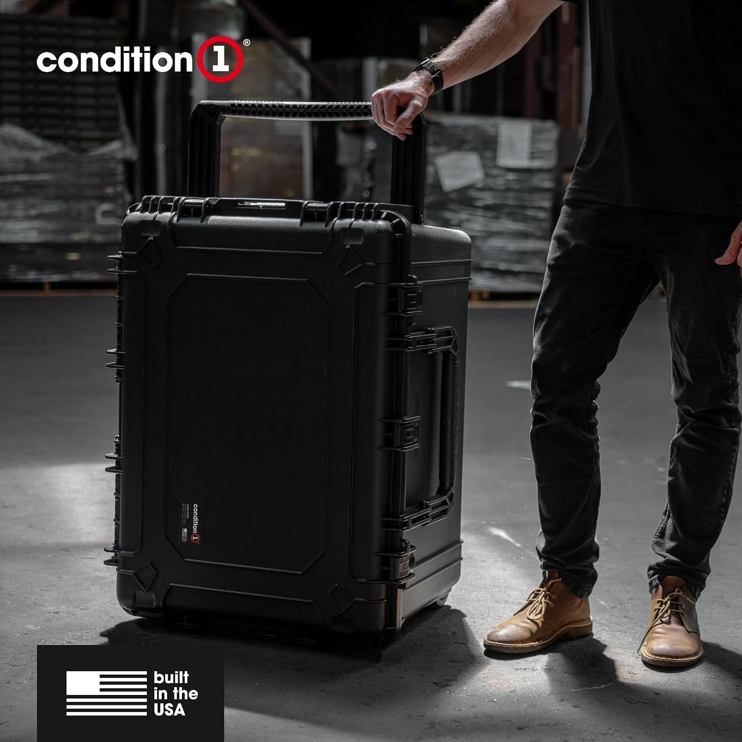 Condition 1 33" Empty Large Rolling Hard Case, Model 2152 | Lockable, IP67 Waterproof Plastic Case, Protective Luggage, Camera Tactical Gear, Made in USA, 32.95"x24.96"x18.74"