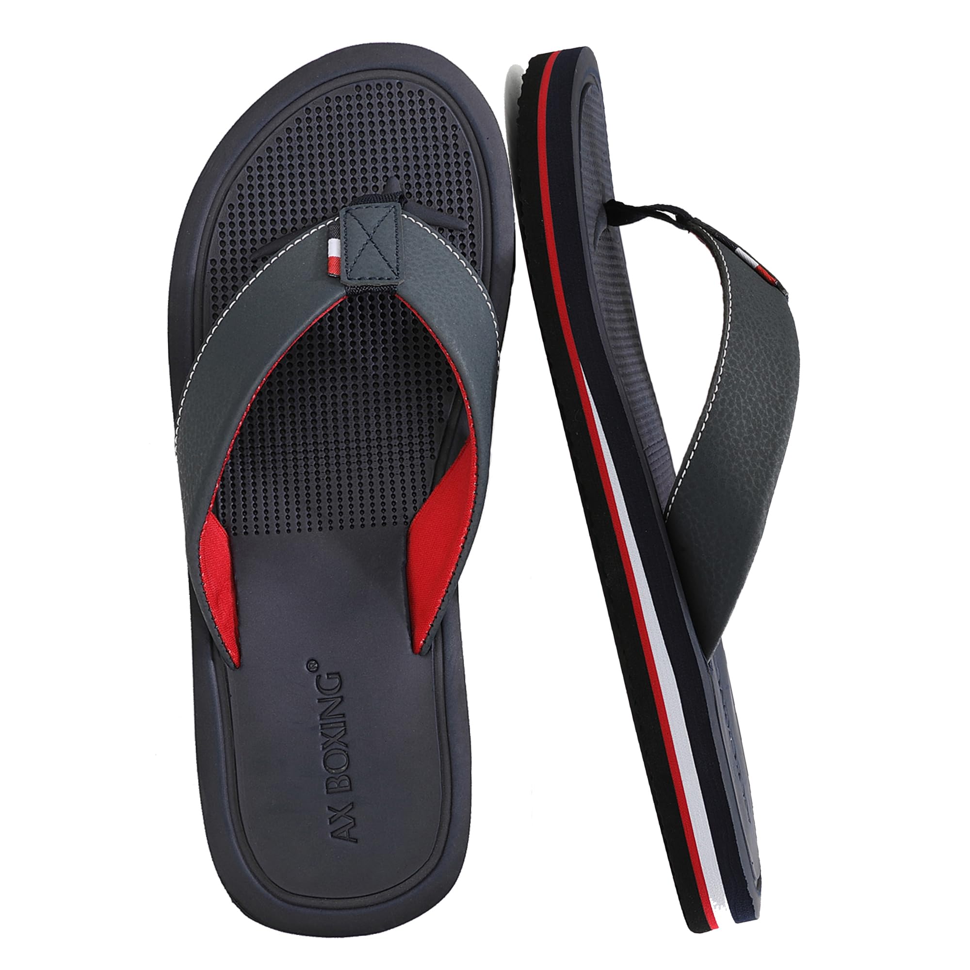 AX BOXING Flip Flops Herren Zehentrenner Rutschfest Leder Badelatschen Sandalen Beach Pool 41-46 EU