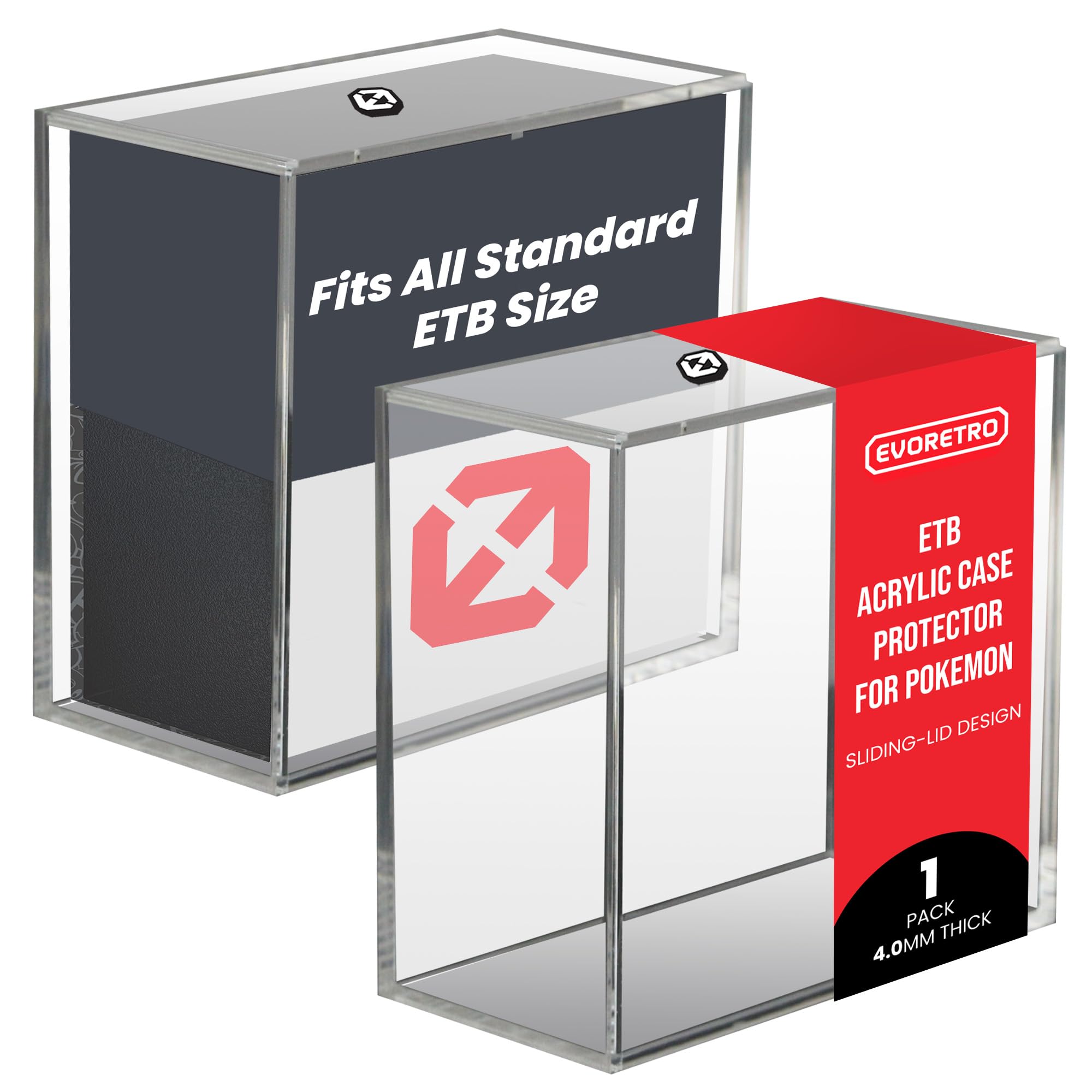 EVORETRO ETB Acrylic Case Protector for Pokemon, Sliding-Lid Design, 1 Pack