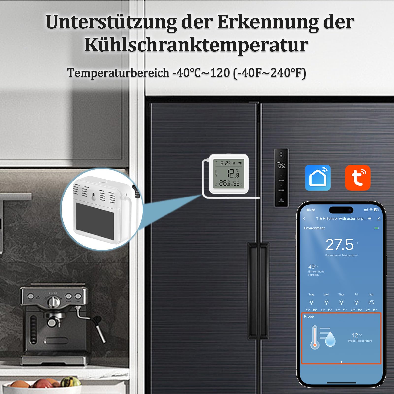 Confezione da 2 termometri Wi-Fi per interni, Humidity Gauge con app e sensore esterno, misurazione dell'umidità dell'aria, monitor digitale della temperatura per serra, cameretta dei bambini,