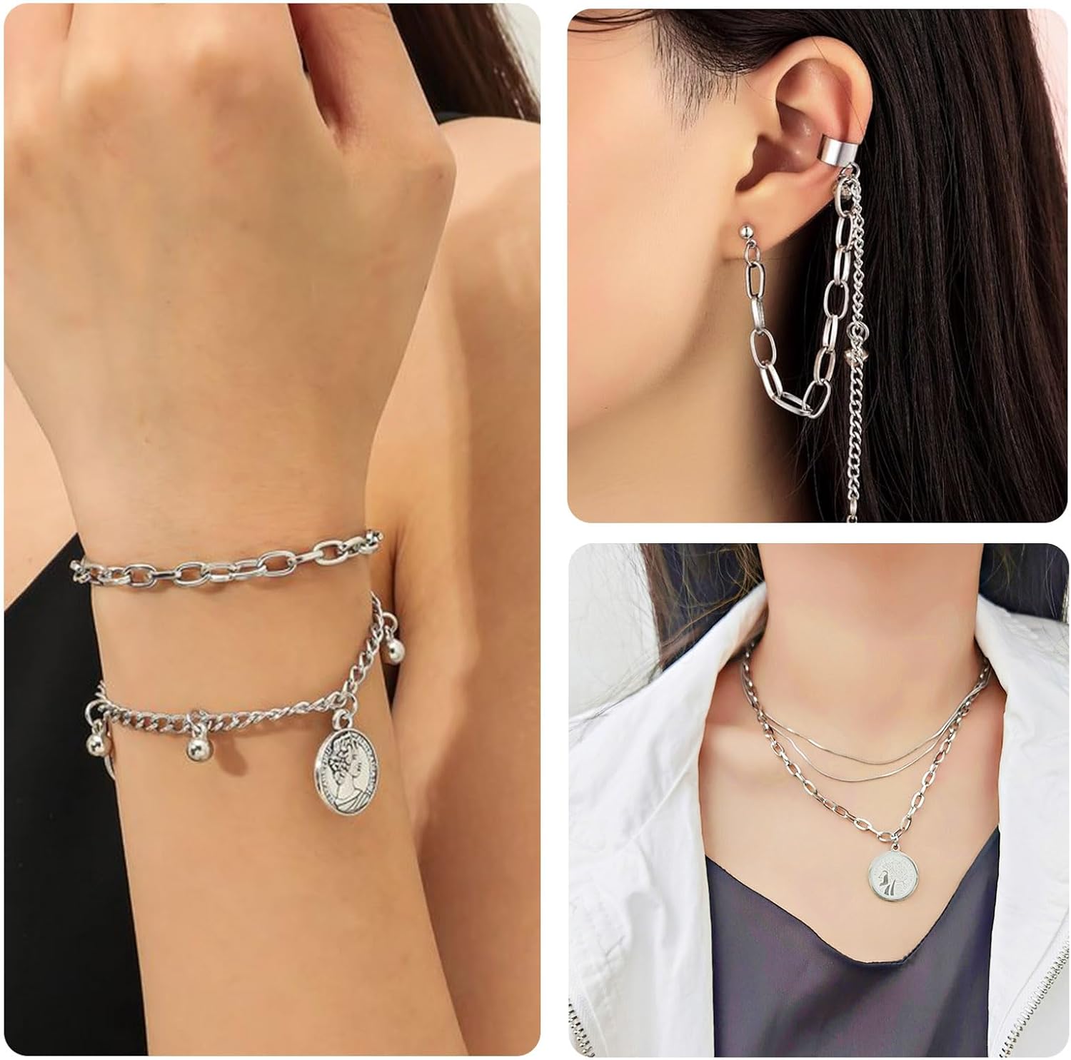 Pandahall 16.4 Feet Stainless Steel Paperclip Chain 7x4x1mm Textured Flat Oval Cable Metal Jewelry Bulk With Jump Rings Lobster Clasps for DIY Jewelry Making Necklace - Image 3