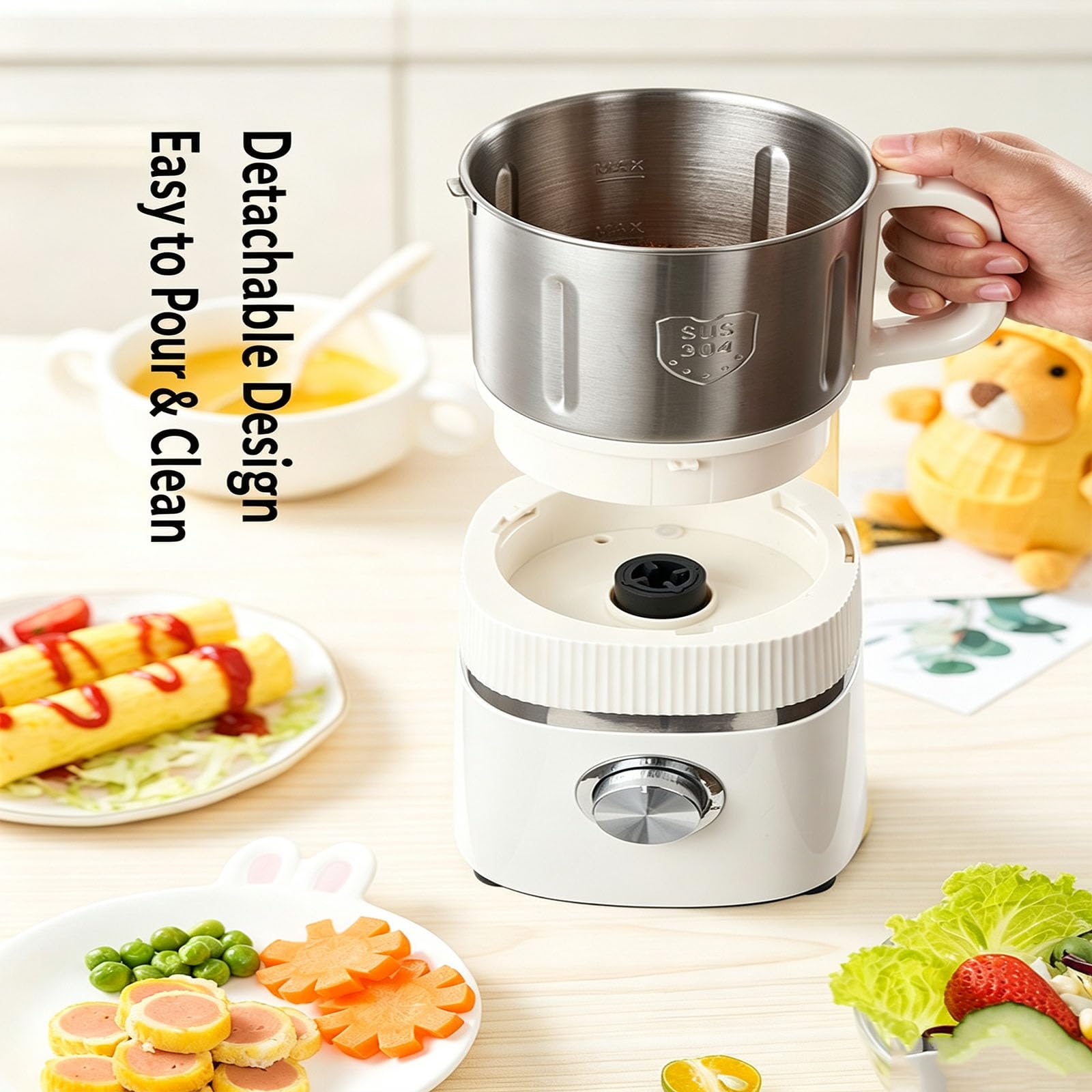 Macinino Elettrico Per Alimenti Secchi E Umidi Da 500 W In Acciaio Inox Con 4 Impostazioni Di Spessore E Capacità Di 800 G, Ideale Per La Cucina, Con 4 Lame In Acciaio Inox Per Erbe Aromatiche,