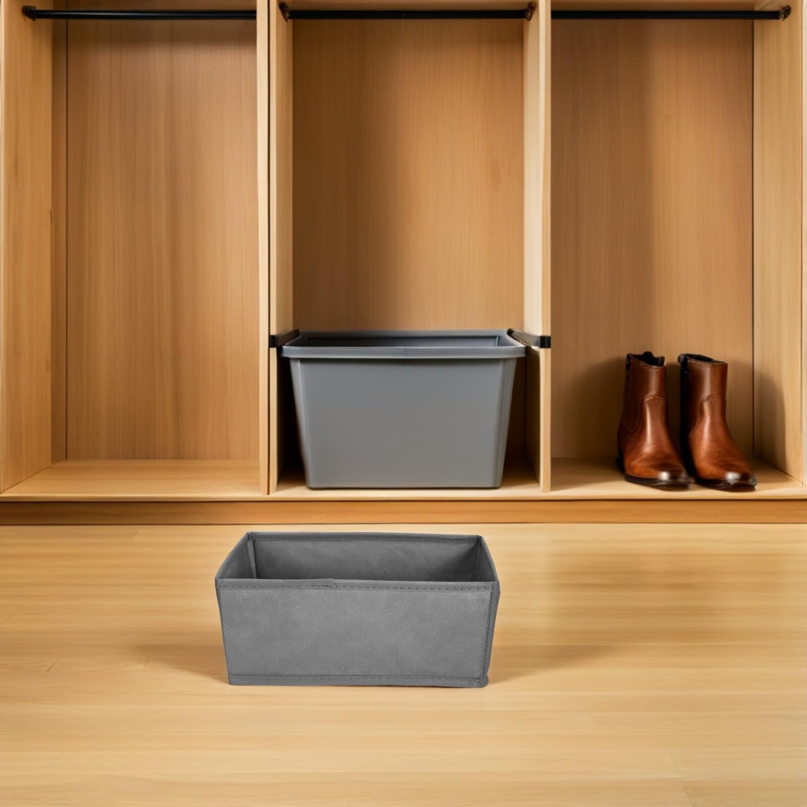 Vaguelly Organizer per Cassetti Biancheria Intima 6 Pezzi Grigio, Divisori per Armadio e Cassettiera, Contenitori Salvaspazio per Calzini e Reggiseni, per Camera da Letto e