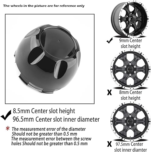 Miniatura 5 de 4 tapas centrales de 3.98 pulgadas para Helo Maxx 6 llantas de repuesto 789K101 X1834147-9SF (alto brillo negro 3.976 in3.98 pulgadas, interior