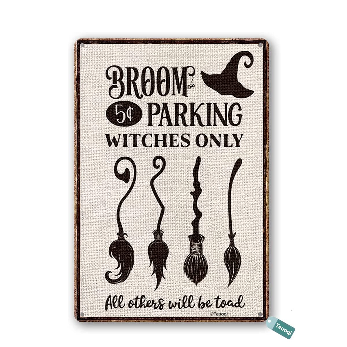 Vintage Tin Sign Halloween Broom Parking Witches Only Metal Tin Sign Wall Art Home Decor Kitchen Poster Cafe Pub Plaque Metal Tin Sign 8X12 Inch