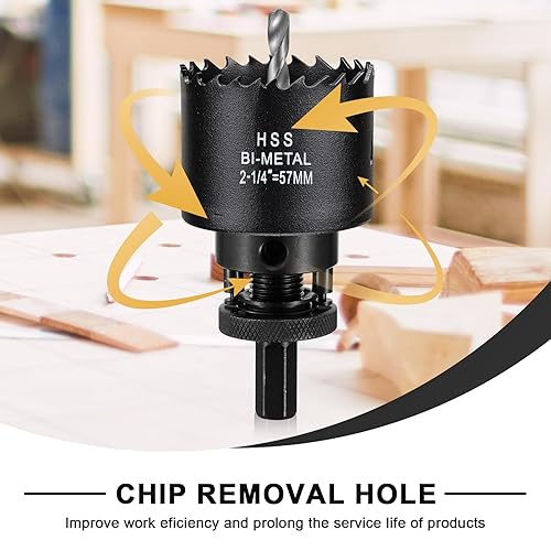 Miniatura 6 de Broca de sierra perforadora de 2 14 pulgadas para metal y madera, cortador de agujeros bimetálico M42 con profundidad de corte de 1.5 pulgadas para