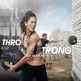 Yes4All Wall Ball, Soft Leather Weighted Iron Sand Ball for Dynamic Multifunctional Exercise, 10 LB + Target Sticker
