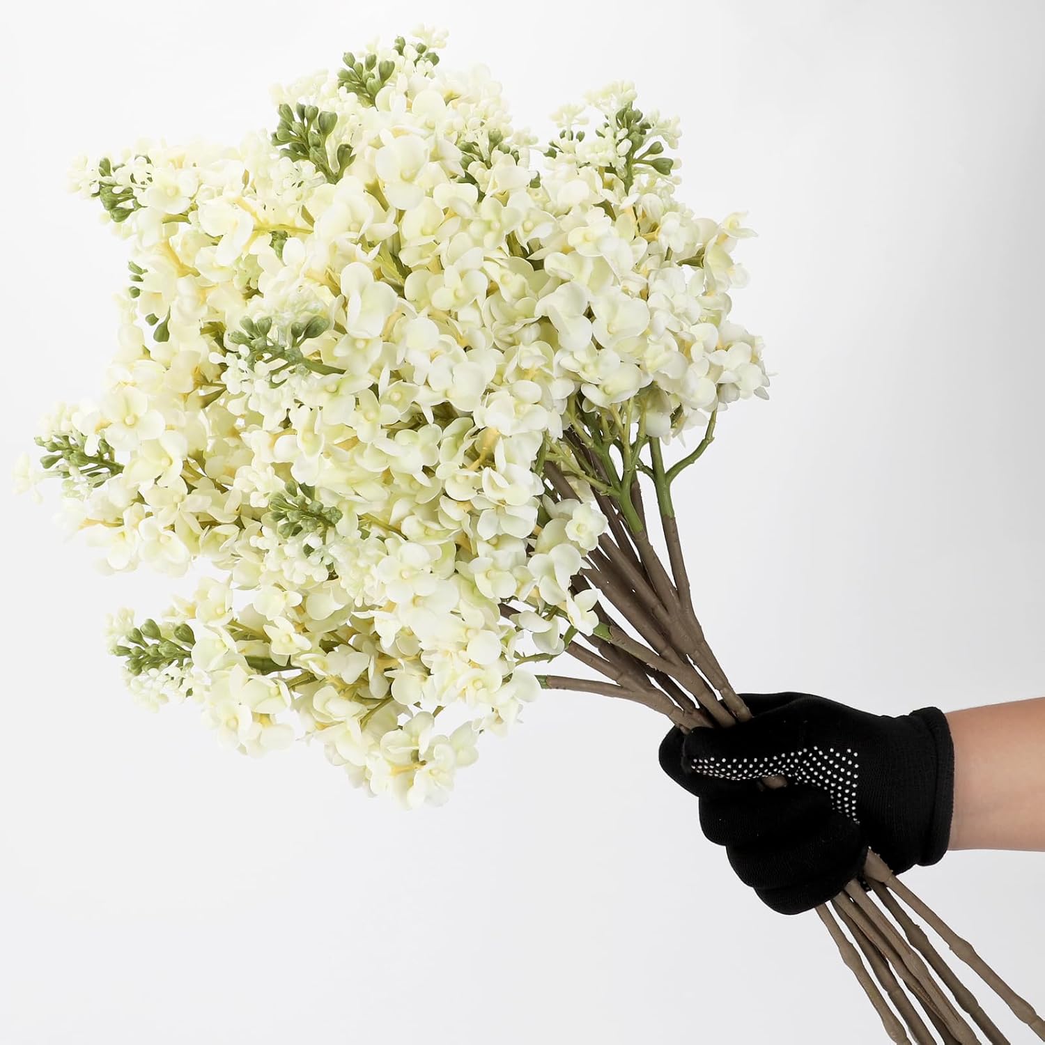 4PCS 25.6inch Lilac Artificial Flowers White Fake Delphinium Long Stem Silk Real Touch Flower Faux Lilac Floral Arrangement for Tall Vase Table Centerpieces Wedding Garden Home Decoration（White）