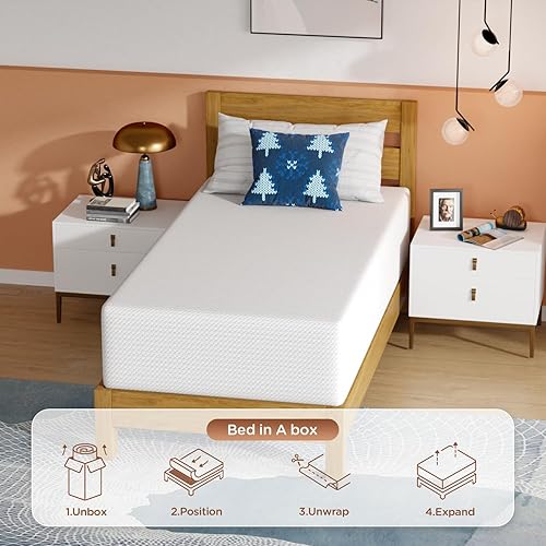 Miniatura 14 de PayLessHere Colchón individual de 12 pulgadas Colchón de espuma viscoelástica de gel firme media Blanco con funda con cremallera lavable