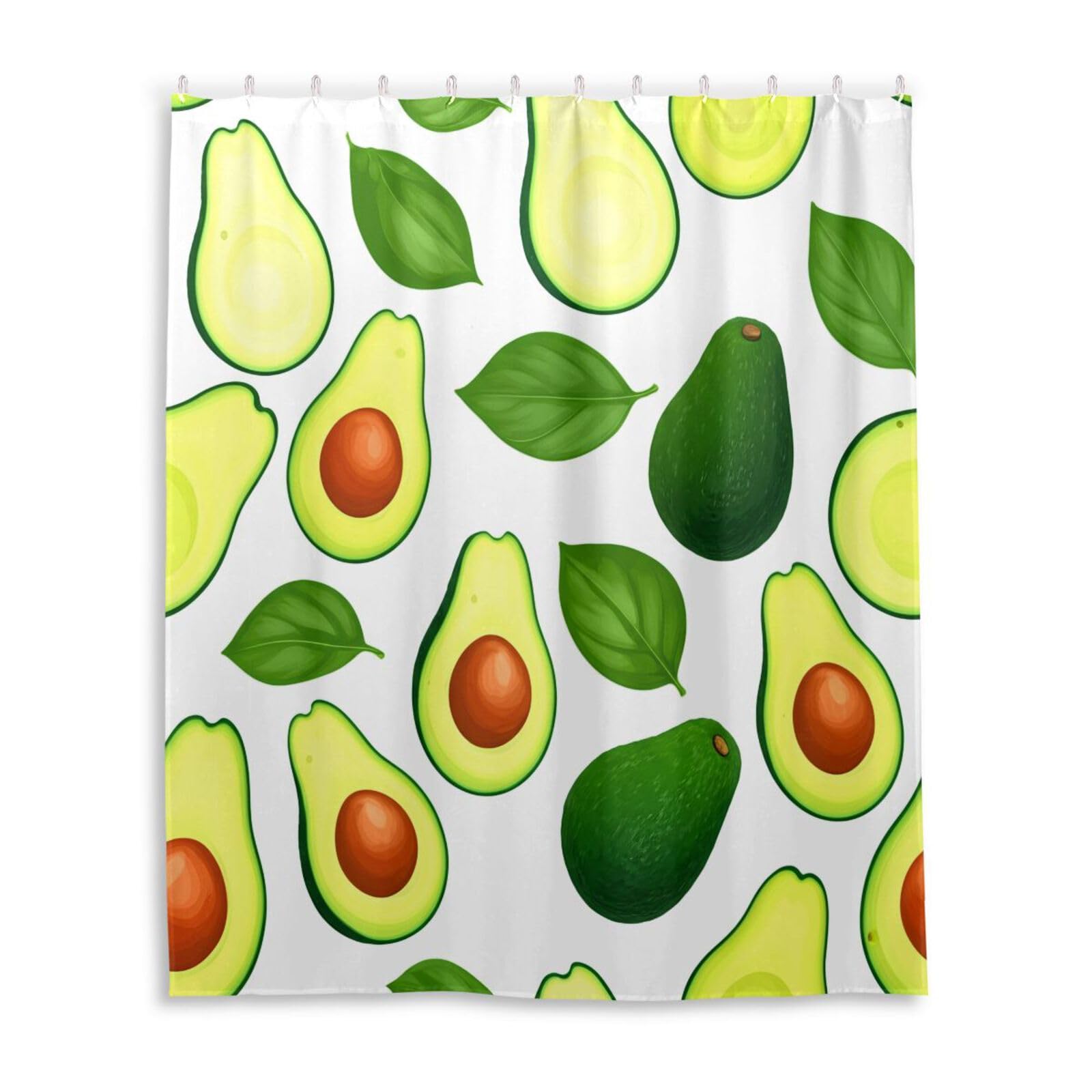 DUOBU Avocados Shower Curtain Washable Waterproof Fabric Bath Curtain 60x72Inch Shower Curtains with Hooks for Bathroom Decor