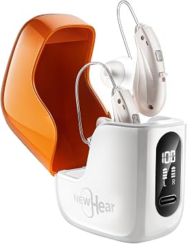OTC Hearing Aids for Seniors, Rechargeable Hearing Aids, Comfortable,Discreet Design for People with Hearing Loss,Noise Cancelling,Comfortable Wearing,Orange