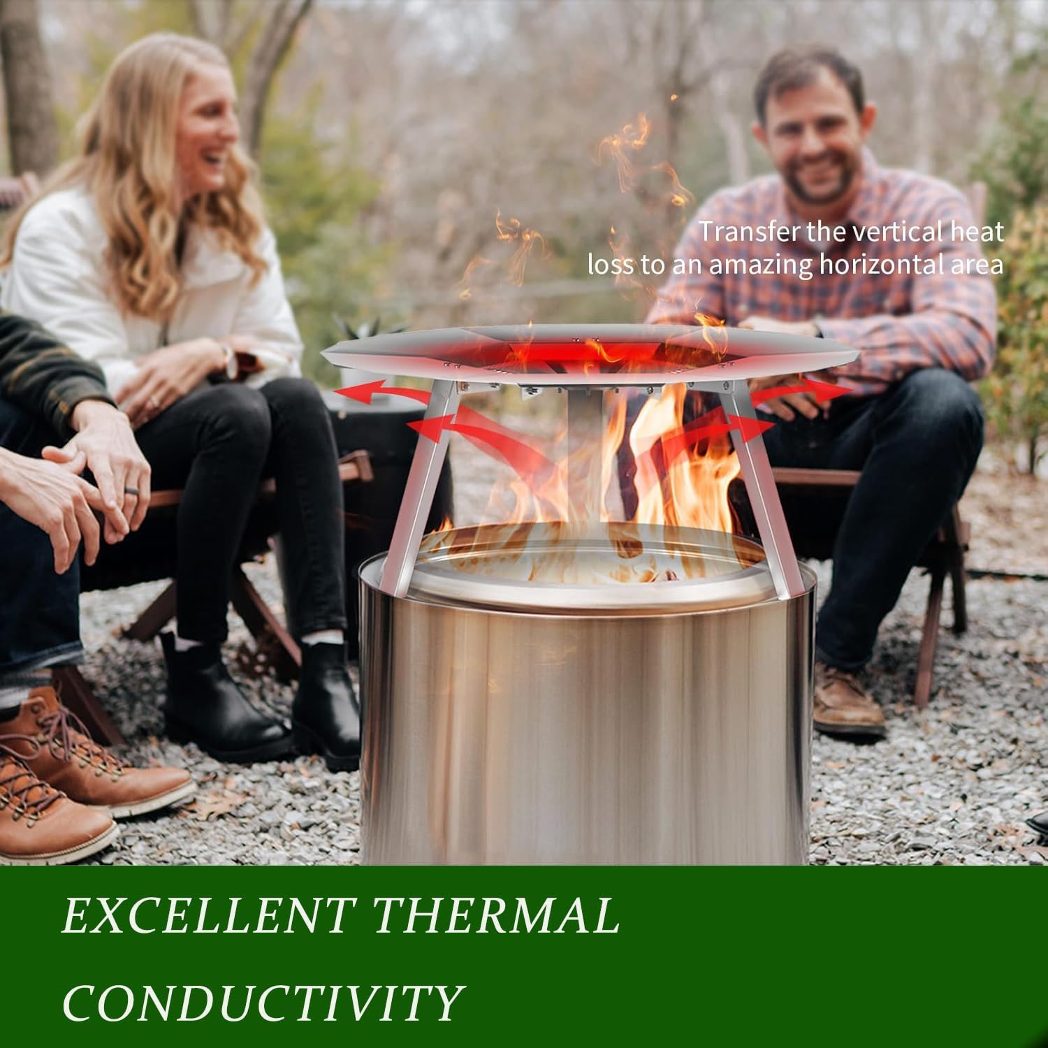 Heat Deflector for Solo Stove Bonfire 19.5", Heat Deflector for Solo Stove Bonfire Accessory with 3 Detachable Legs, Boost Warmth and Efficiency with Premium Stainless Steel Design