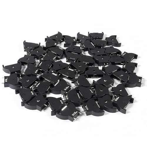 AEDIKO 50pcs CR2032 Vertical Button Cell Battery Sockets 3 Pin Holder Case Plastic Shell Type Black