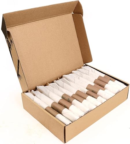 Miniatura 2 de Cubiertos de bambú preenrollados, paquete de 25 utensilios de bambú (6.7 pulgadas, 25 tenedores, 25 cucharas, 25 cuchillos, 25 servilletas)