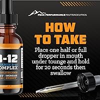 Vista 5 de Gotas sublinguales de vitamina B12. Suplemento dietético líquido de metilcobalamina para una energía constante y aumentada. Las vitaminas B12 son