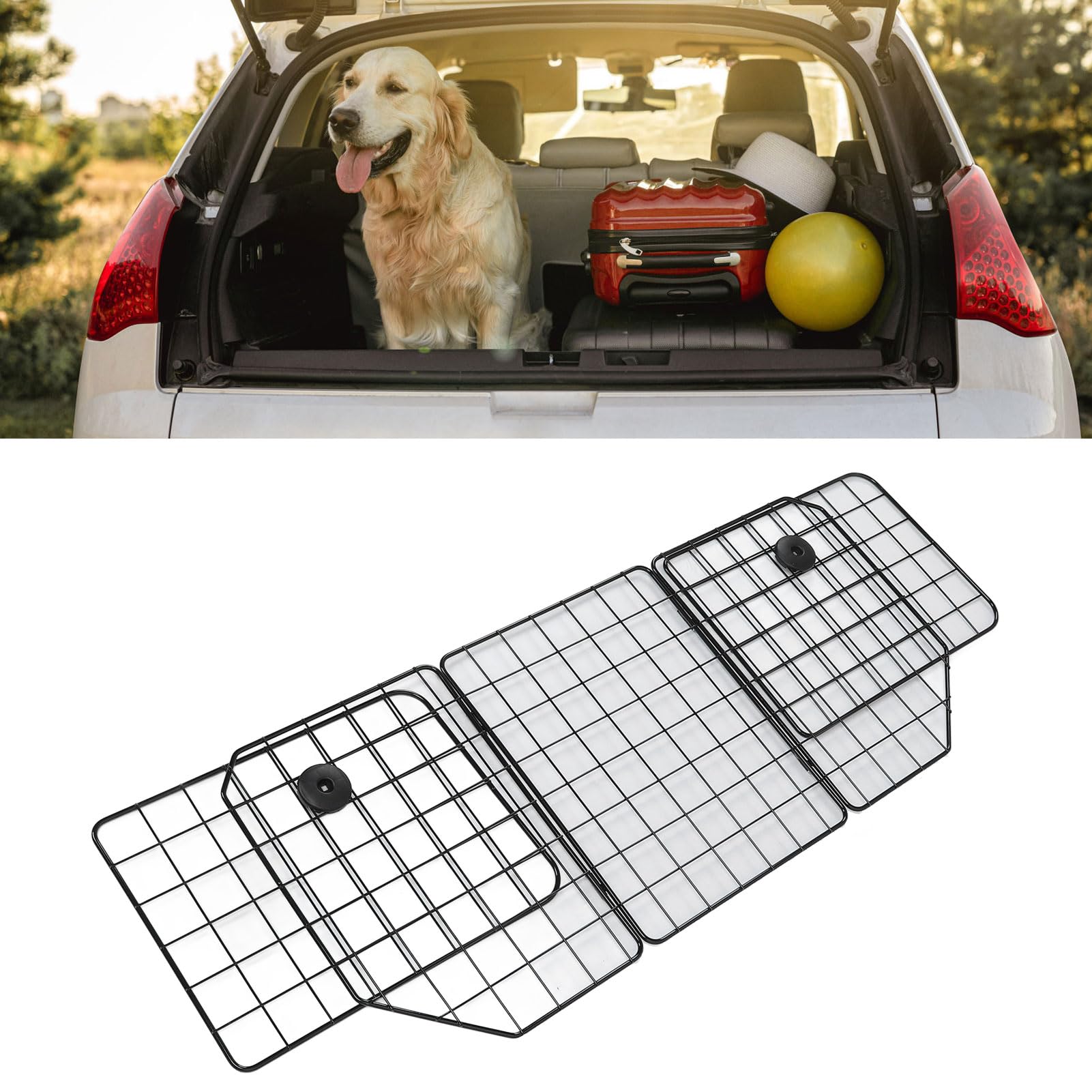 Bediffer Barrera para Coche para Perros, Divisor de Hierro Ajustable para