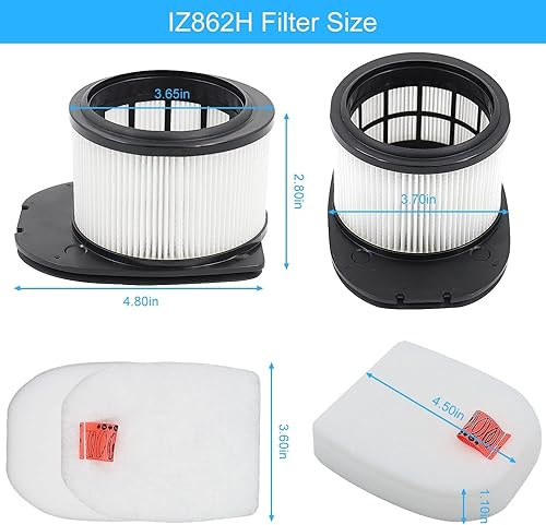 Vista 9 de Paquete de 6 filtros de repuesto para aspiradora inalámbrica Shark IZ862H Stratos, compatible con aspiradora vertical Shark IZ862H, incluye 2