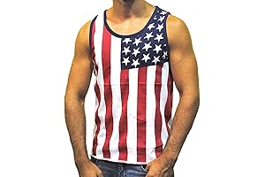 Super Soft Men's American Flag Stripes and Stars Muscle Tank Top