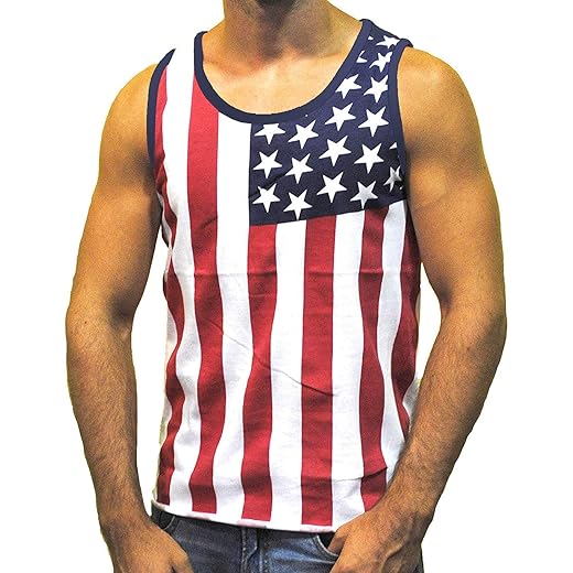 Licensed Mart Men's American Flag Stripes and Stars Tank Top Shirt TAF06 M