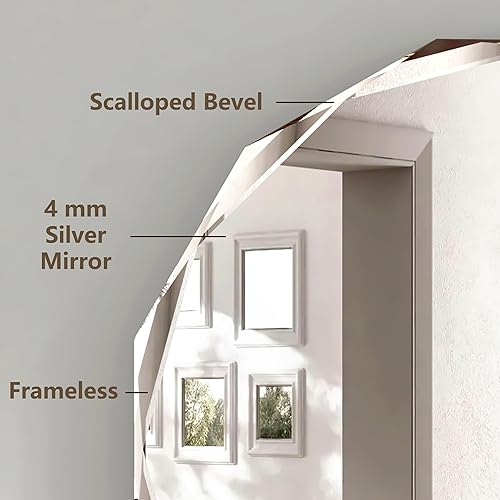 Miniatura 4 de Espejo de pared ovalado decorativo, con diamantes de imitación, espejo veneciano artístico para sala de estar, baño, entrada, pasillo, 23.6 x 35.4