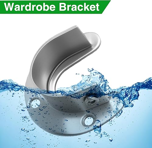 Miniatura 4 de Soporte de barra de armario resistente, paquete de 2 enchufes de brida en forma de U de acero inoxidable para varillas de 1-12 pulgadas, soportes de