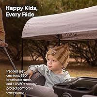 Vista 4 de HARPPA All-Terrain Wagon Stroller for 2 Kids, Foldable Outdoor & Beach Stroller Wagon with Removable Canopy, Adjustable Push & Pull Handle, Footwell