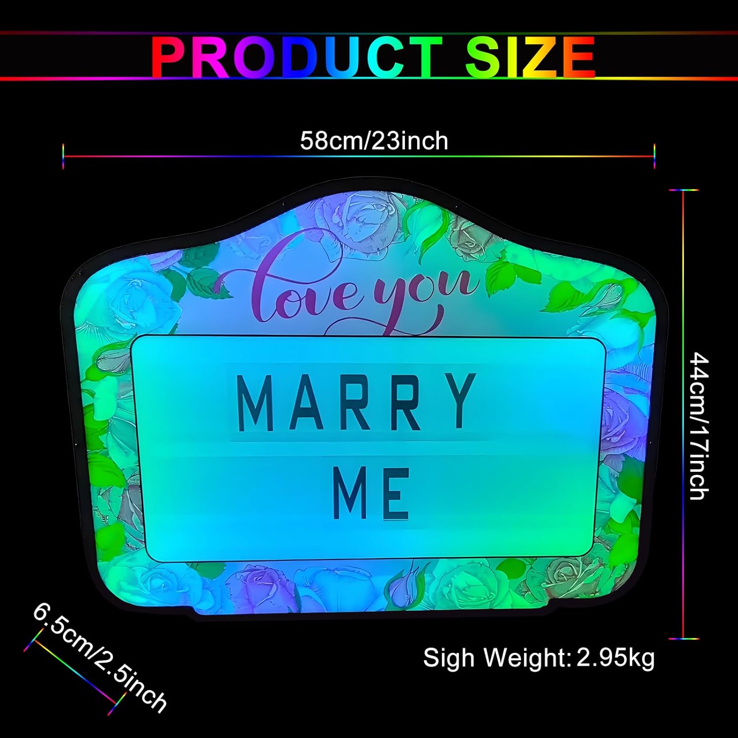 Marry Me Light Up Sign with Pink Roses – LED Proposal Letter Board for Marriage Engagement, Wedding & Bachelorette Party Decorations | Includes 4 Sets of Letters & Numbers, Handheld Light Box for Couples