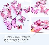 Vista 4 de Calcomanías 3D de mariposa, 24/48 unidades, para decoraciones de pared, fiestas, con imanes (rosa, 24)