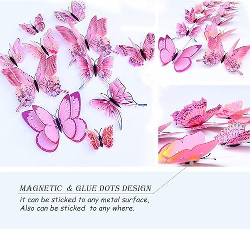Miniatura 59 de Calcomanías 3D de mariposa, 24/48 unidades, para decoraciones de pared, fiestas, con imanes (morado, 24)