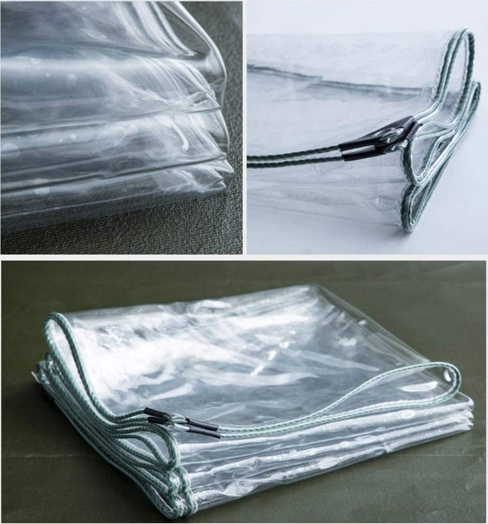 przezroczysta plandeka z PCW, odporna na rozdarcia, odporna na rozdarcia, izolująca miękka folia PVC, z oczkami, do ogrodu na zewnątrz, rozmiar do personalizacji (1,8 x 5 m/5,9 x 16.4ft)