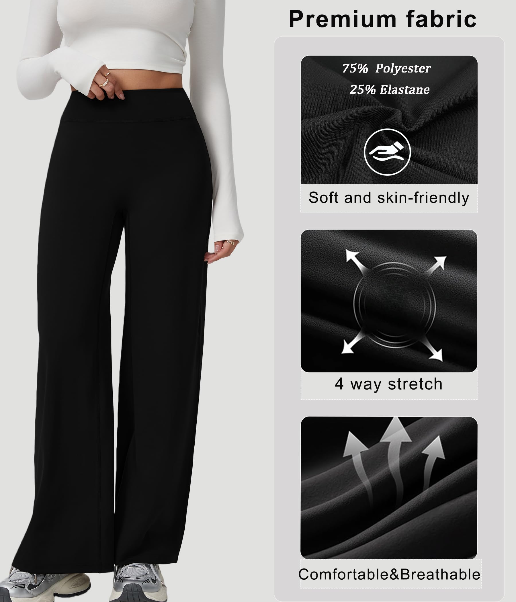 Pantaloni Yoga Donna Vita Alta Pantalone a Gamba Larga Opaque Controllo della Pancia Pantalone Casual Pantaloni Sportivi Pantalone Eleganti Pantaloni Fitness Pilates Danza Palestra Jogging Gym