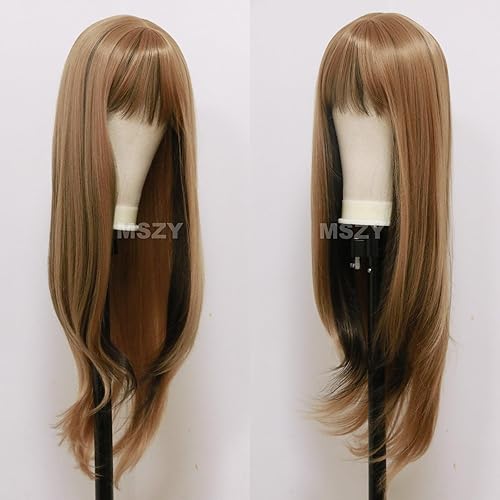 Miniatura 8 de mszyhuwan Pelucas sintéticas onduladas con reflejos rubios platinados color marrón degradado para mujer peluca de encaje frontal HD fibras