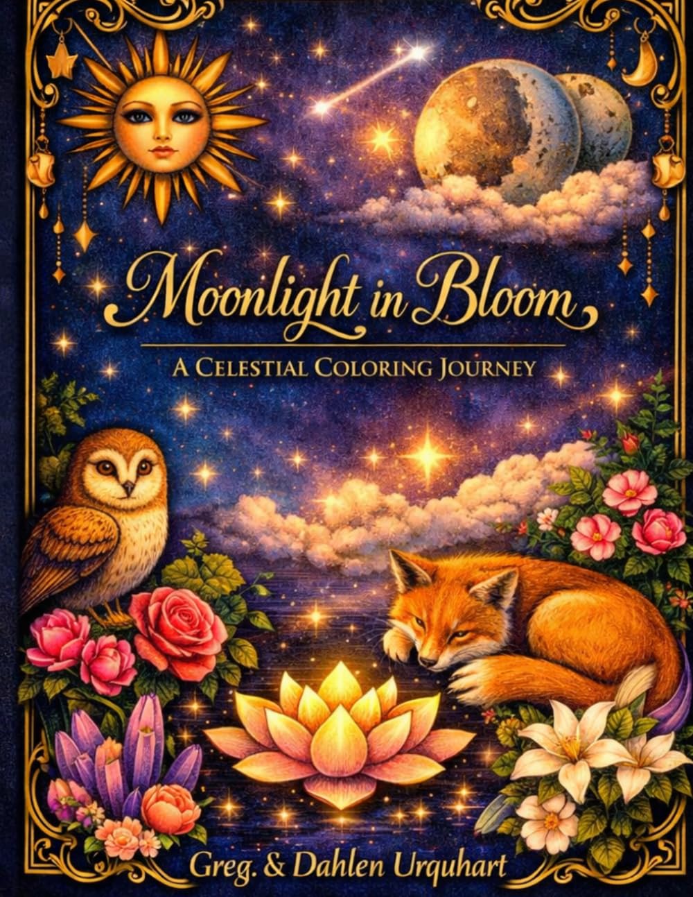 Moonlight In Bloom: A Celestial Coloring Journey